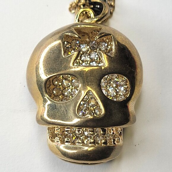 Gold Skull Pendant Necklace - Picture 11 of 13